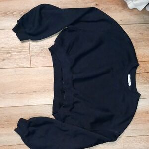 Zara Black Ribbed Crewneck Top